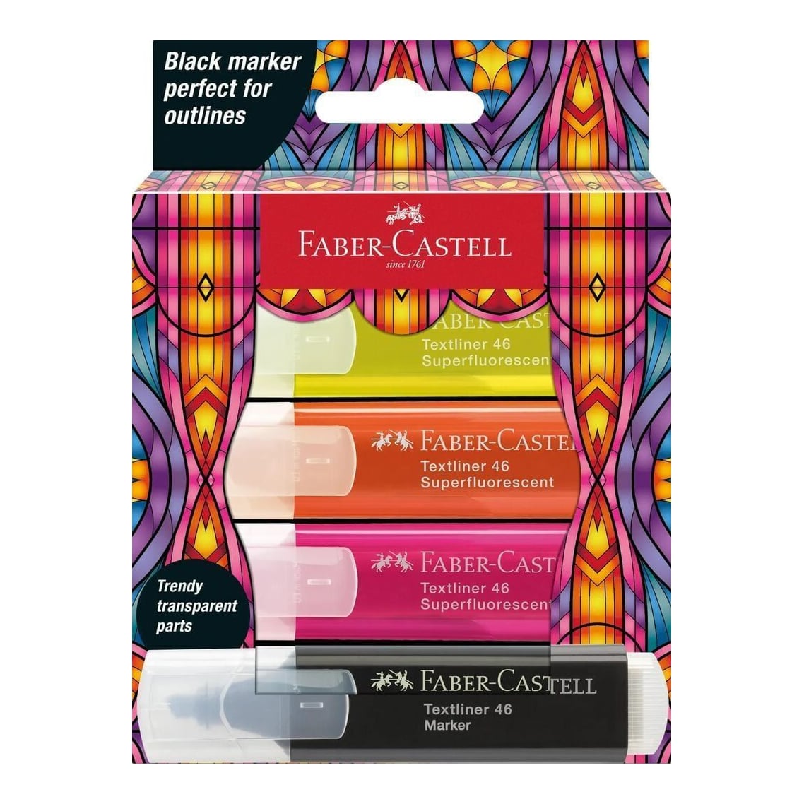 Textmarker Set 4 Superfluorescent Editie Speciala Glassy Faber-castell
