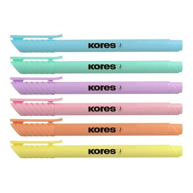 Textmarker Set 6 Pastel Slim Cutie Plastic Kores