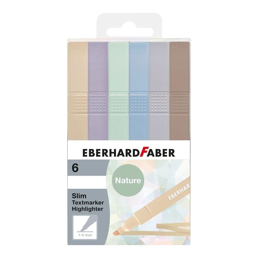 Textmarker Slim Patrat Set 6 Buc Nuante Naturale Eberhard Faber