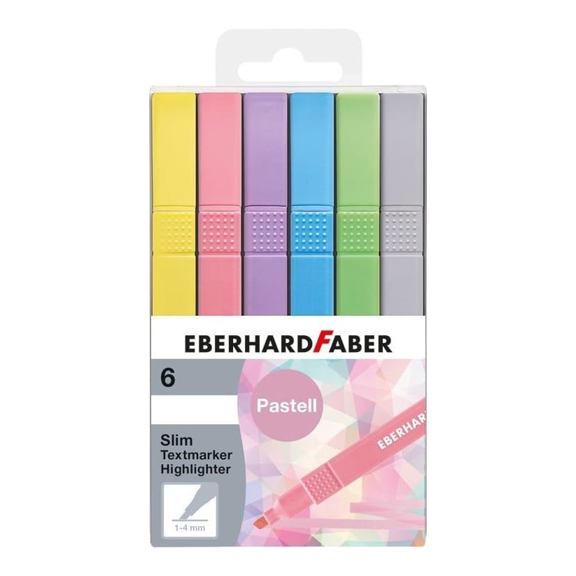 Textmarker Slim Patrat Set 6 Buc Pastel Eberhard Faber
