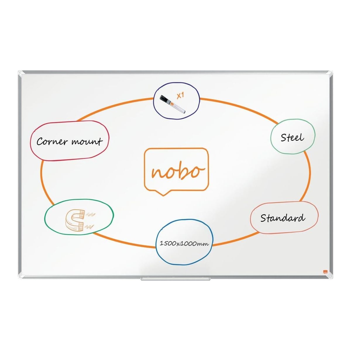 Whiteboard Magnetic Otel Lacuit 100*150CM Premium Plus Nobo