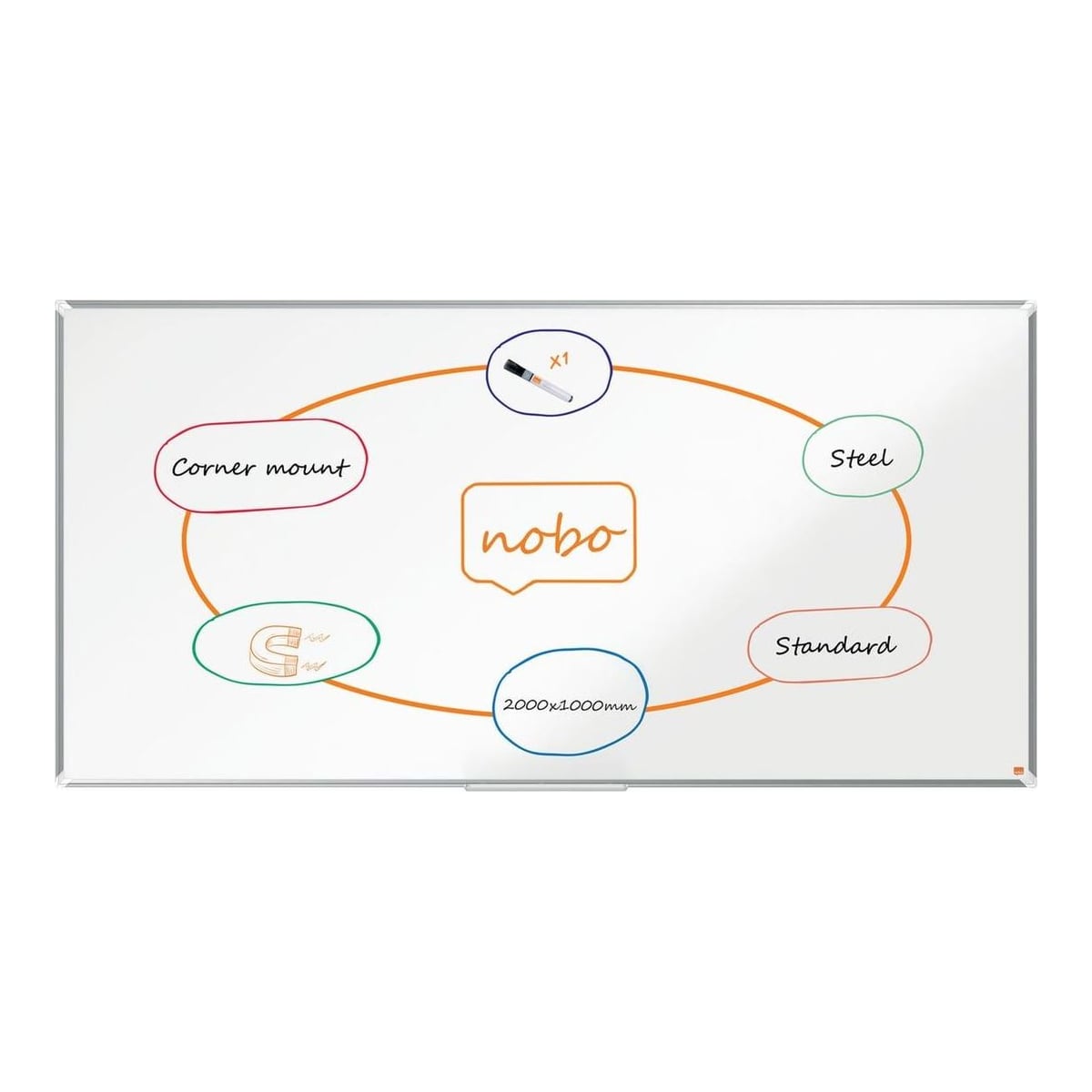 Whiteboard Magnetic Otel Lacuit 200 X 100 Cm Premium Plus Nobo