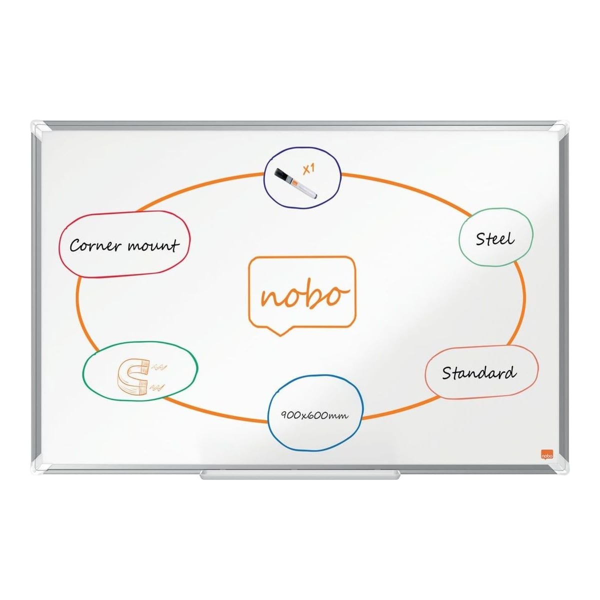 Whiteboard Magnetic Otel Lacuit 60*90CM Premium Plus Nobo