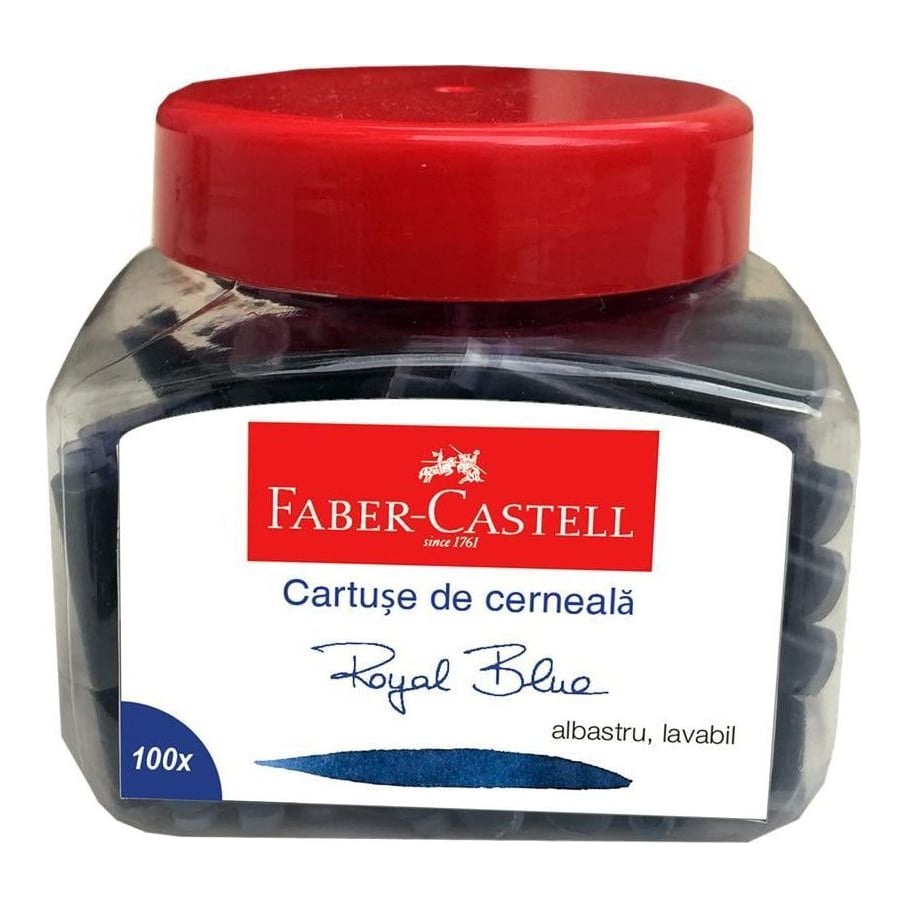 Cartuse Cerneala Mici Albastre 100BUC/Borcan Faber-castell