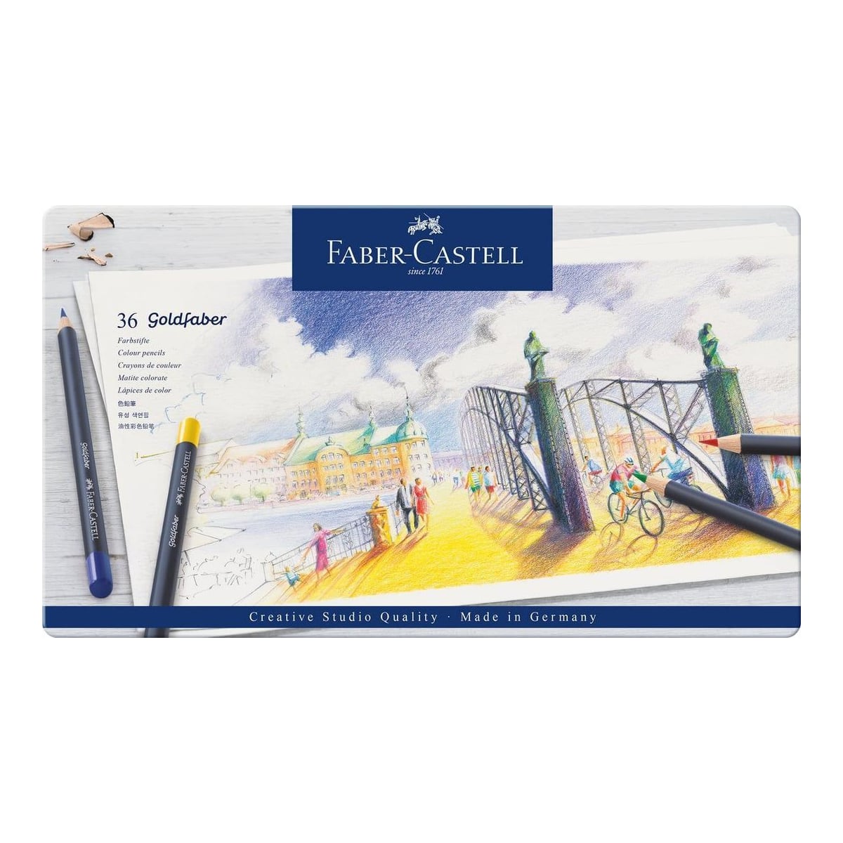 Creioane Colorate 36 Culori Goldfaber Cutie Metal Faber-castell