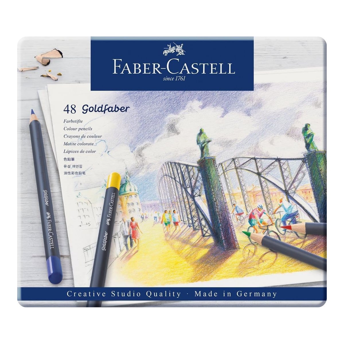 Creioane Colorate 48 Culori Goldfaber Cutie Metal Faber-castell