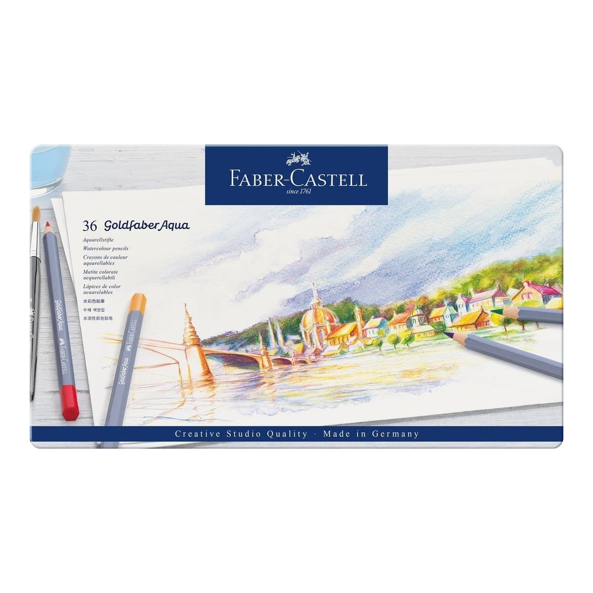 Faber-Castell Creioane Colorate Aquarelle 36 Culori Goldfaber Cut. Metal Faber