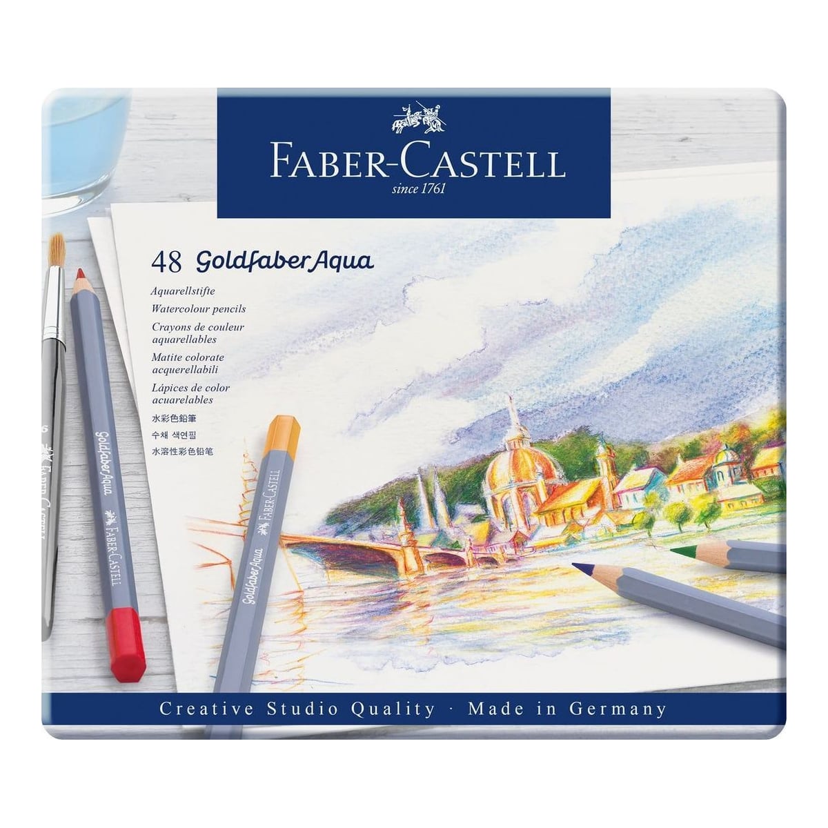 Faber-Castell Creioane Colorate Aquarelle 48 Culori Goldfaber Cut. Metal Faber