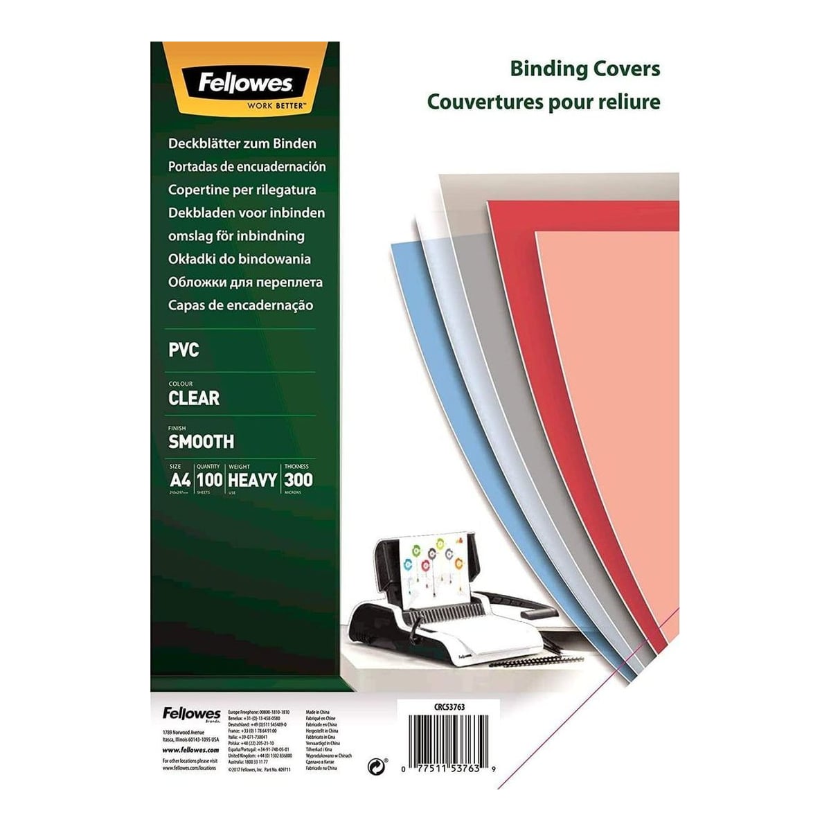 Coperti Plastic A4 300 Microni Transparente 100/Top Fellowes