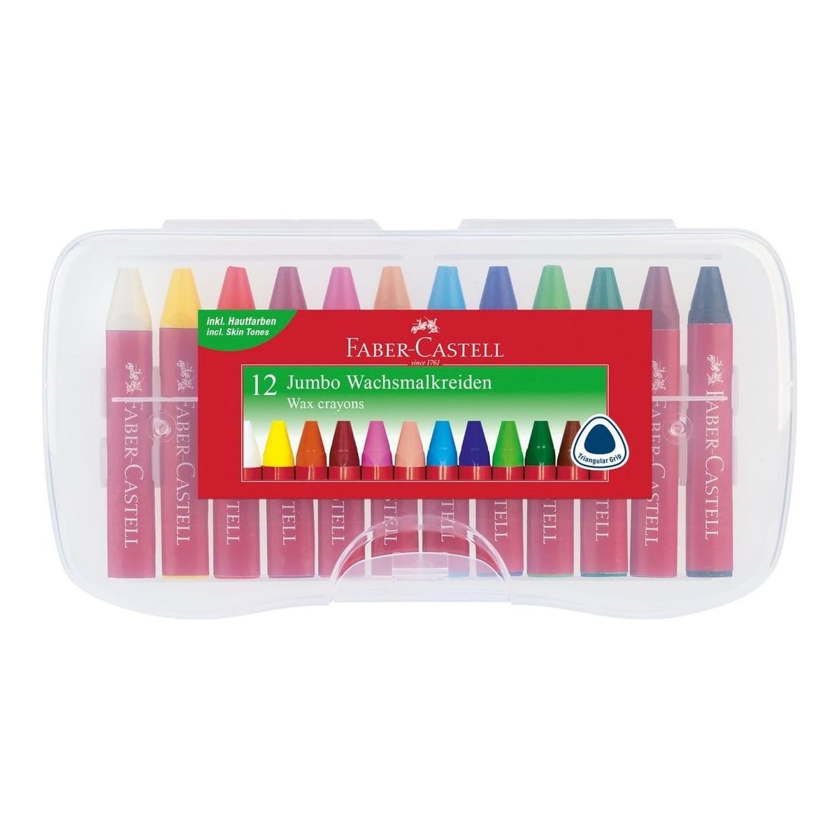 Creioane Cerate 12 Culori Jumbo Cutie Plastic Faber-castell