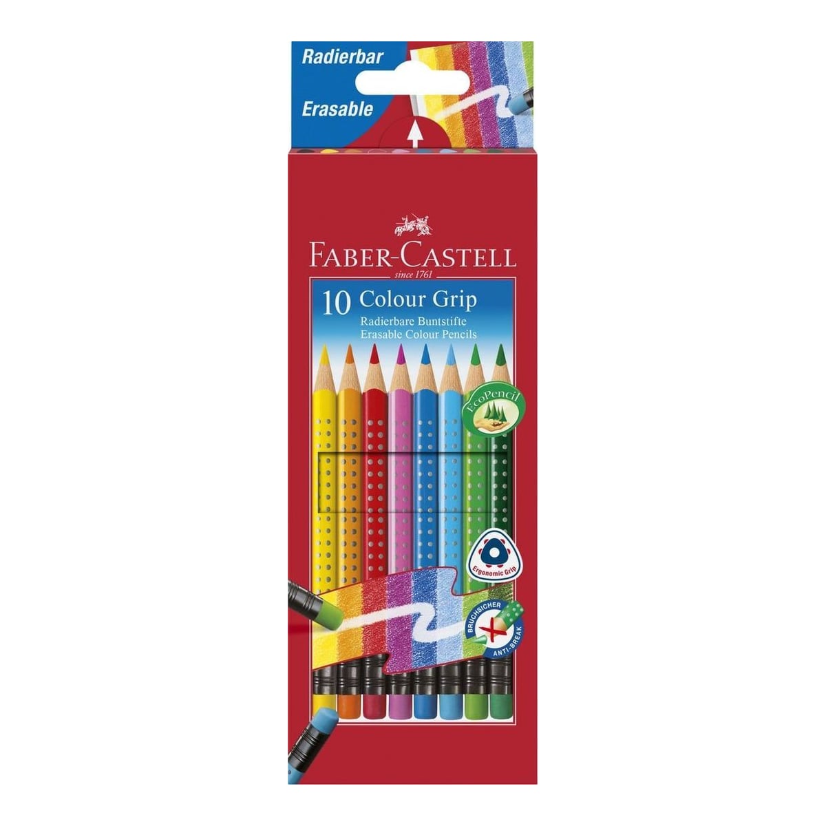 Creioane Colorate 10 Culori Cu Guma Grip 2001 Faber-castell