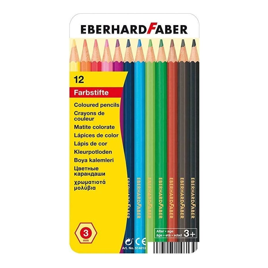 Creioane Colorate 12 Culori Cutie Metal Eberhard Faber