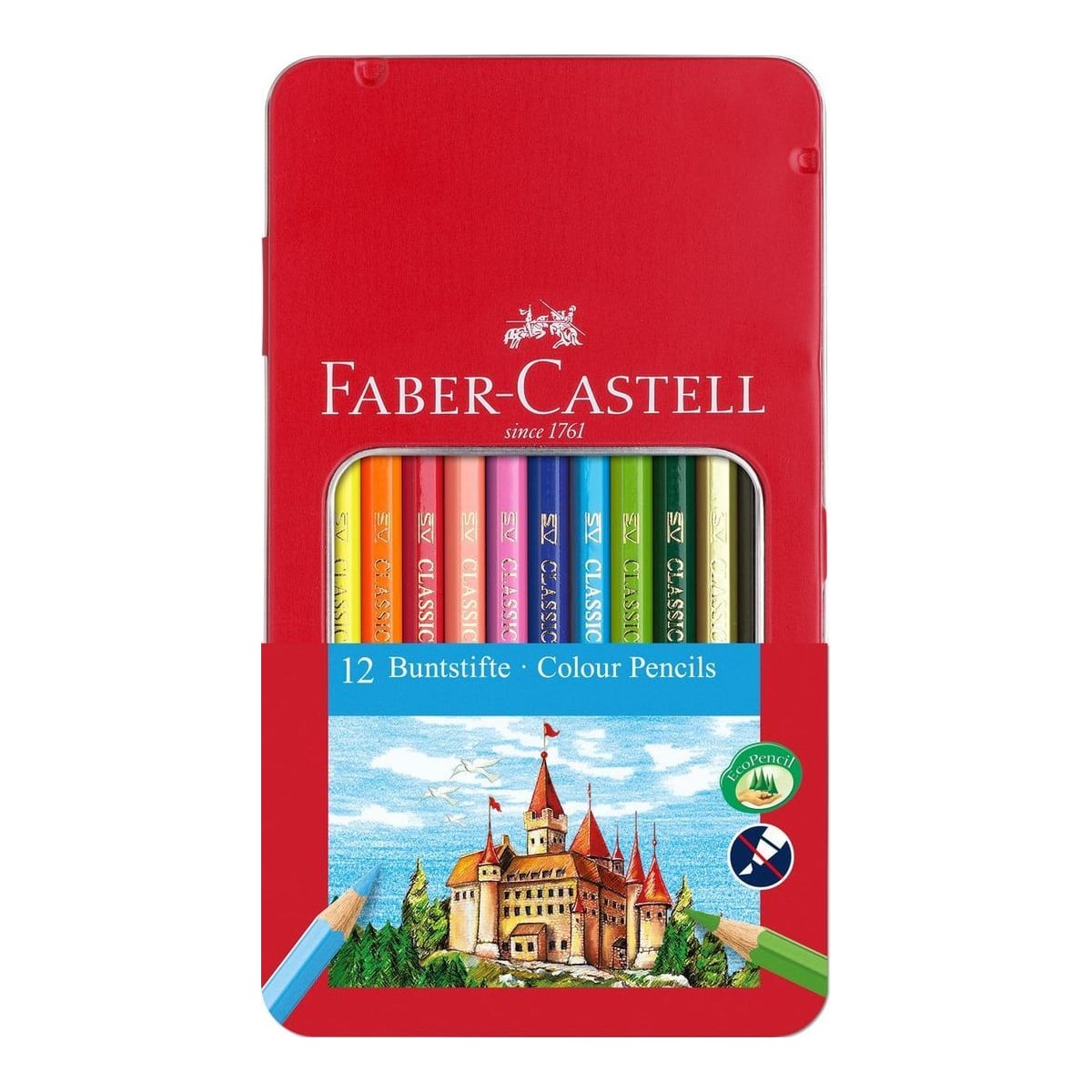 Creioane Colorate 12 Culori Cutie METAL-2 Faber-castell