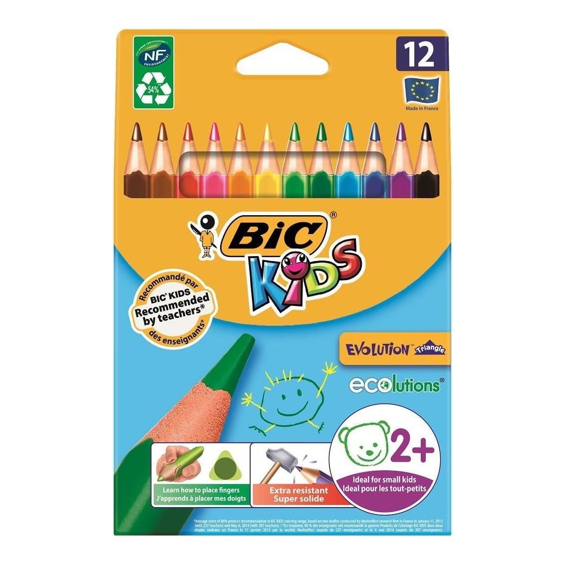 Creioane Colorate 12 Culori Triunghiulare Evolution Bic