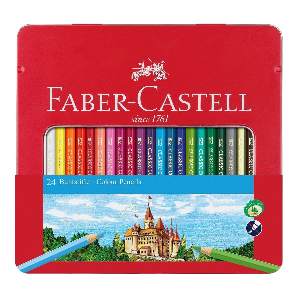 Creioane Colorate 24 Culori Cutie METAL-2 Faber-castell