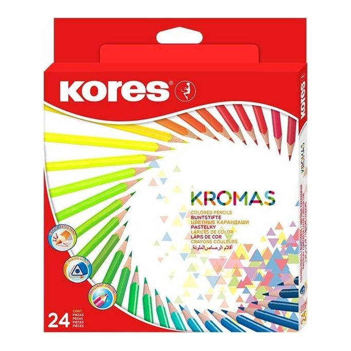 Creioane Colorate 24 Culori Triunghiulare Eco Kores