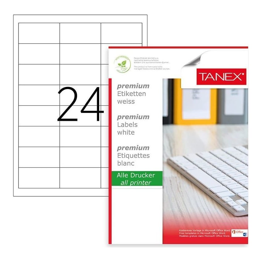 Etichete 24/A4 64.6*33.8MM Colturi Drepte 100/Top Tanex