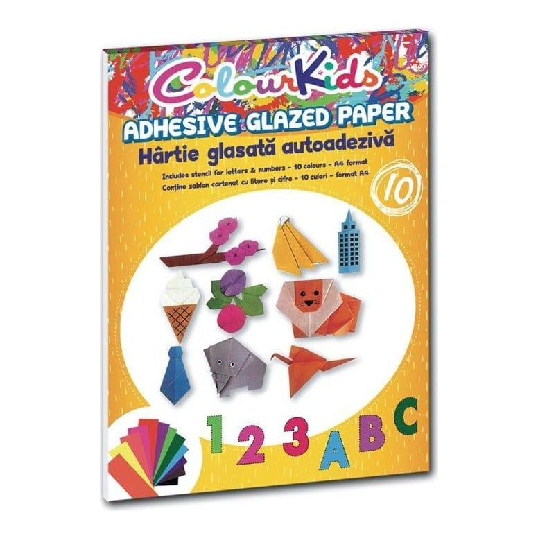 Hartie Glasata Autocolanta A4 10 Culori/Set Colour Kids Pigna