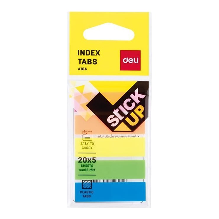 Index Adeziv Plastic 12*44MM 5 Culori 20 File Deli