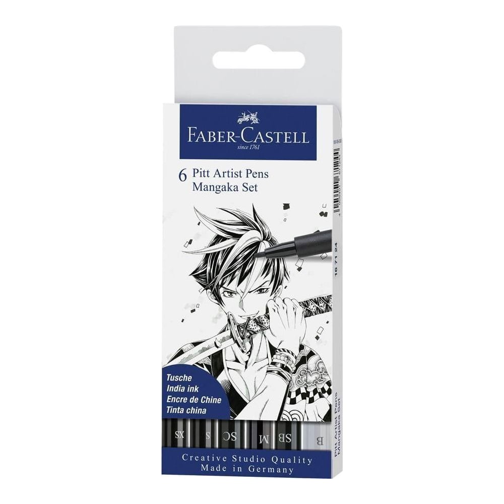 Pitt Artist Pen Manga Set 6 Negru Faber-castell