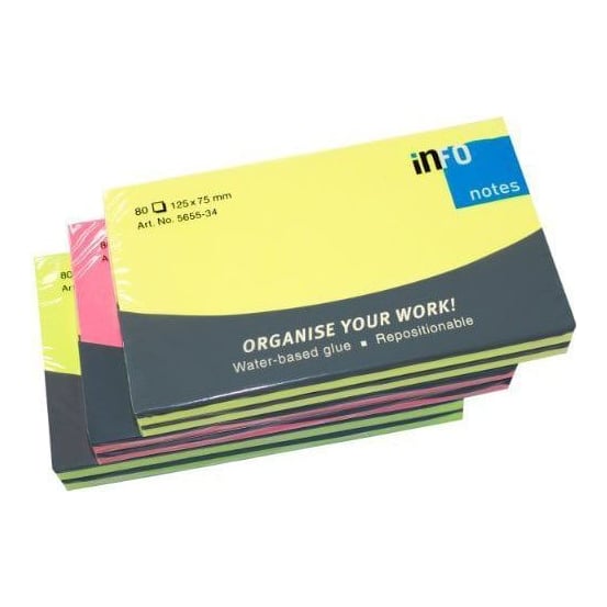 Global Notes Notes Adeziv 75*125MM 80 File Neon Asortat Info Notes