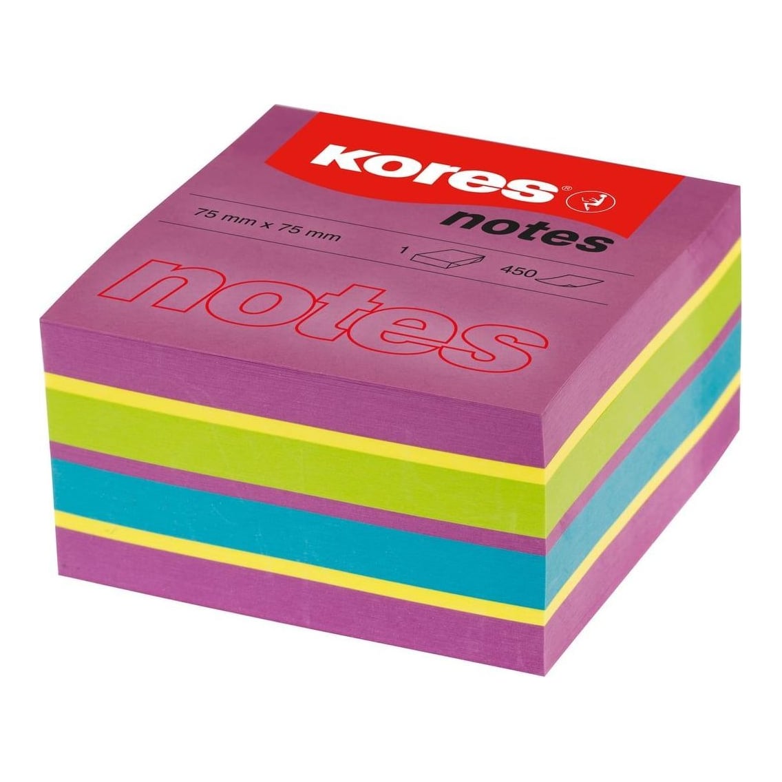 Notes Adeziv 75*75MM Neon Mixt Spring 450 File Kores