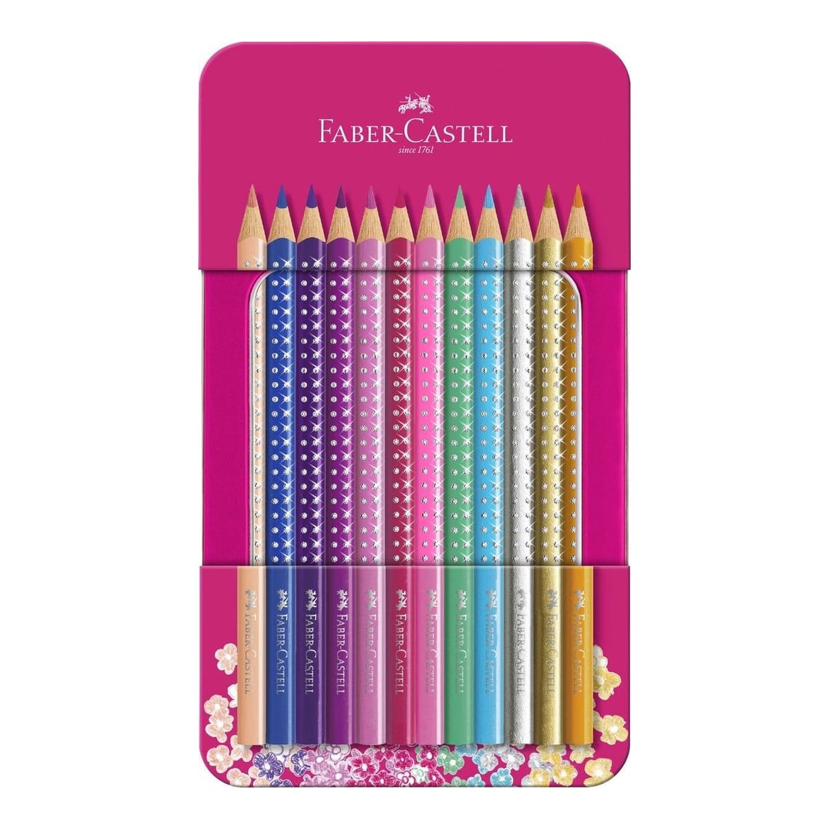 Set Cadou 12 Creioane Colorate Sparkle Faber-castell
