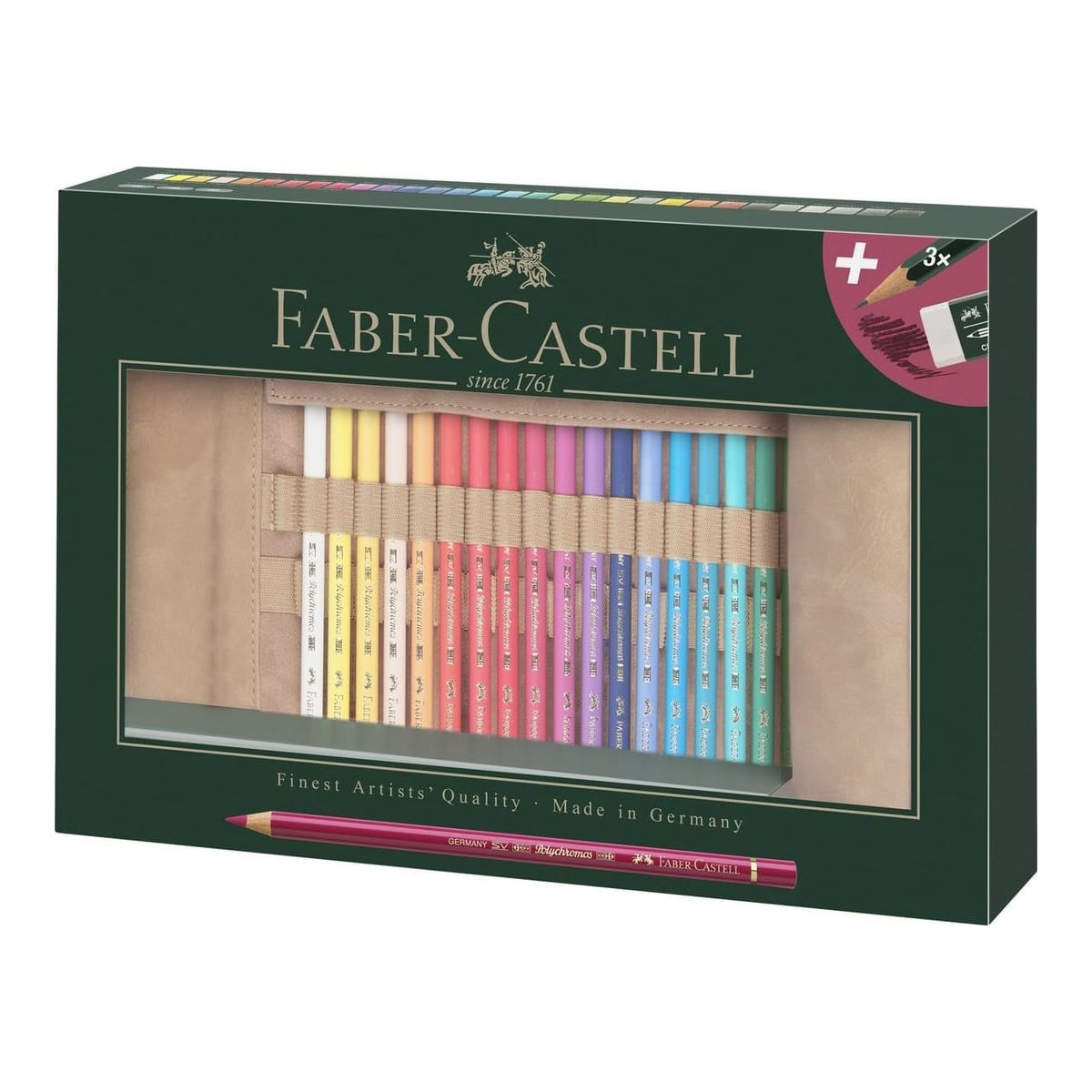 Rollup 30 Creioane Colorate Polychromos + 3 Cr Castell 9000 Faber-castell