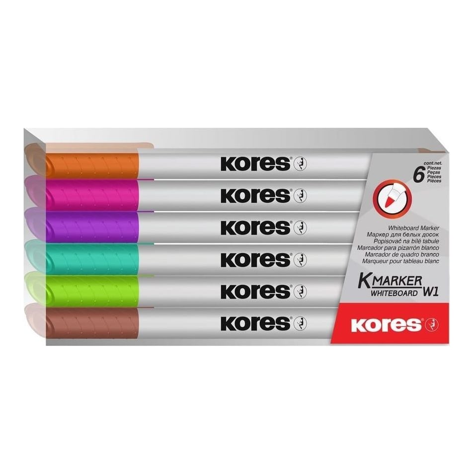 Marker Whiteboard Set 6 Slim Kores