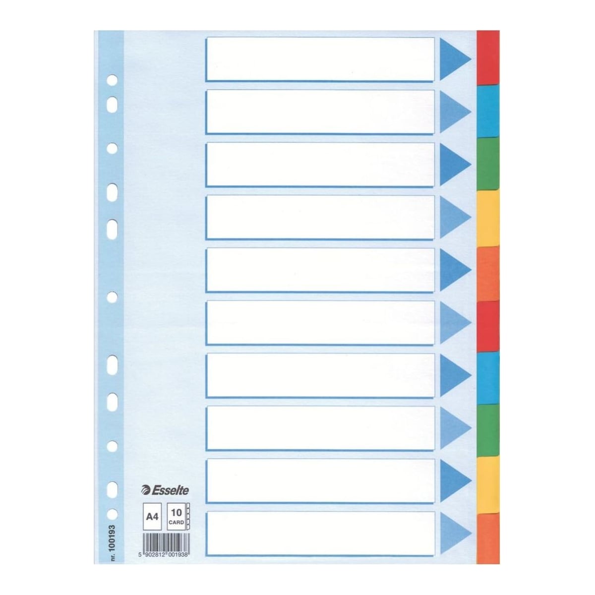 Separatoare Index Carton 10 Coli Standard Esselte