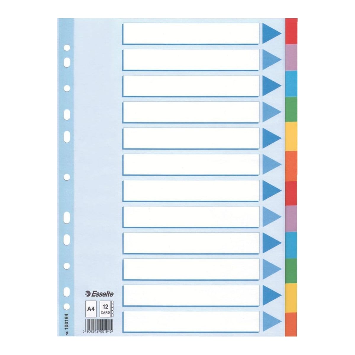 Separatoare Index Carton 12 Coli Standard Esselte