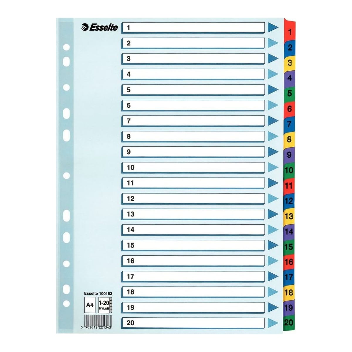 Separatoare Index Carton 1-20 Mylar Esselte