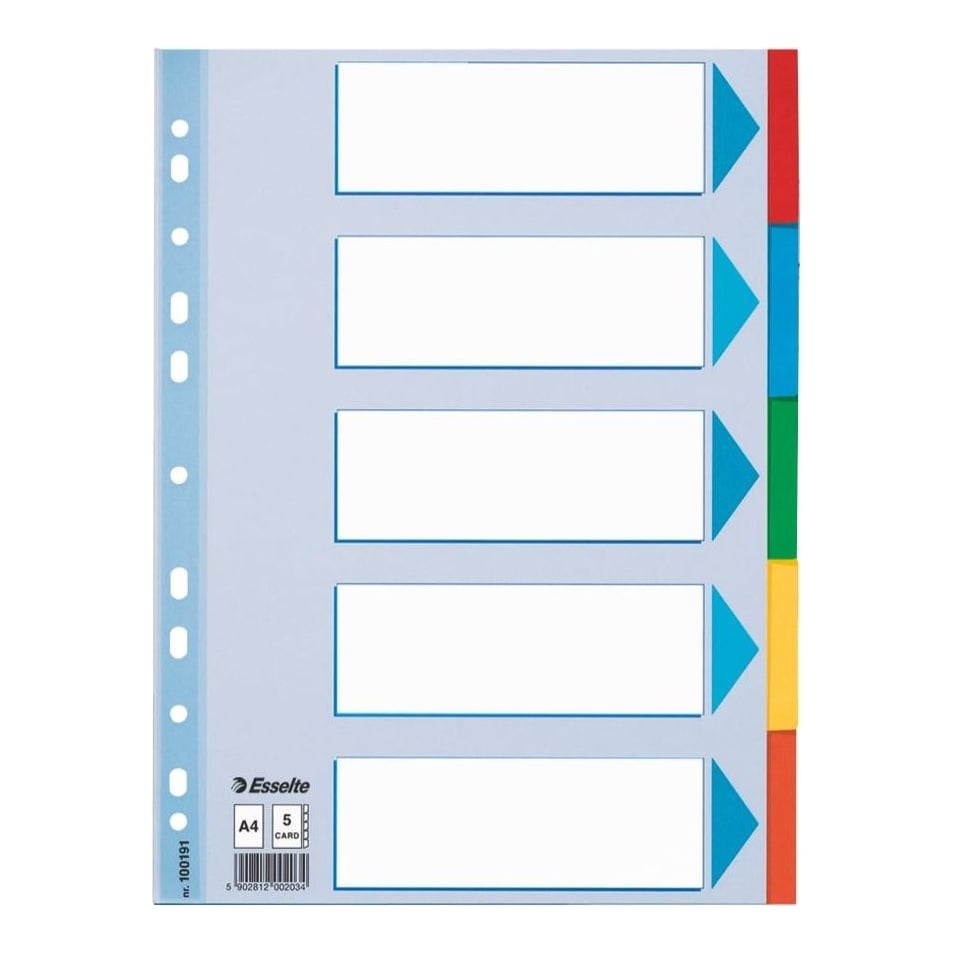 Separatoare Index Carton 5 Coli Standard Esselte