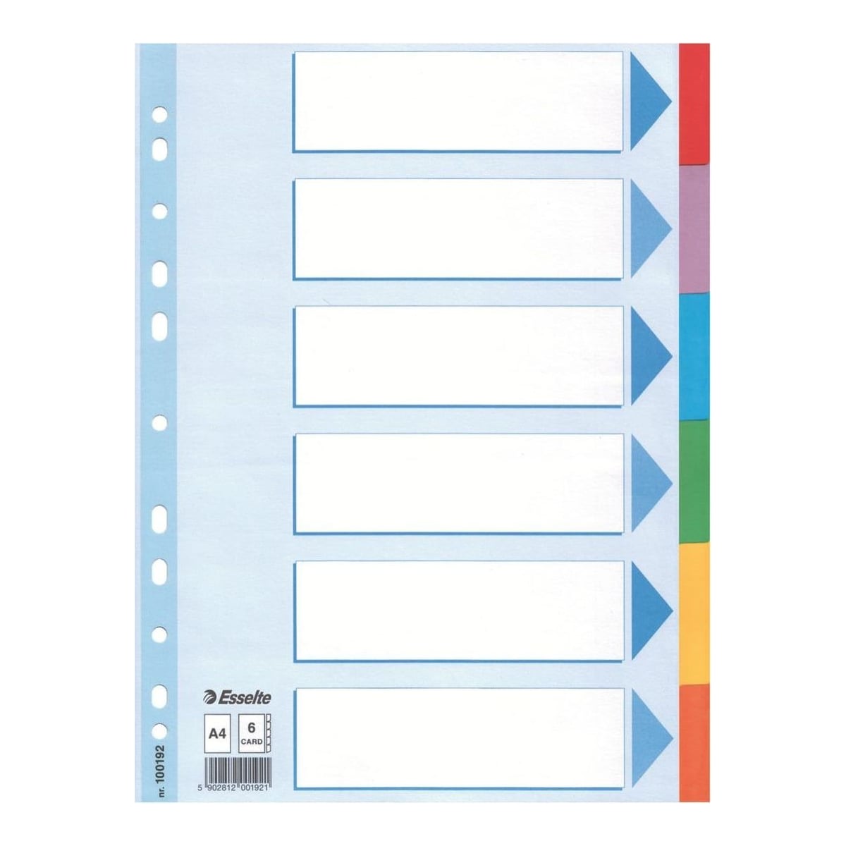 Separatoare Index Carton 6 Coli Standard Esselte