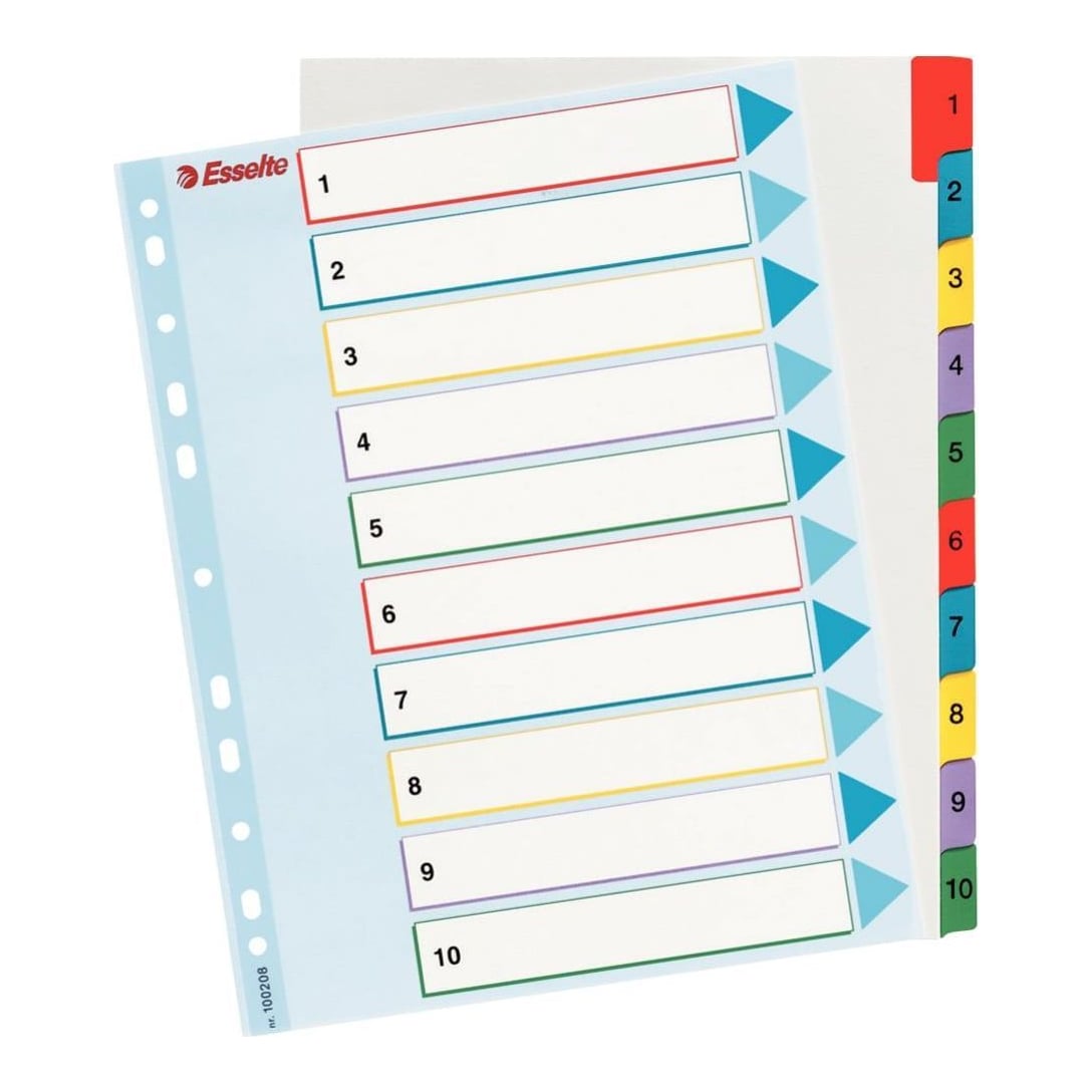 Separatoare Index Plastic 1-10 Reinscriptibil Esselte
