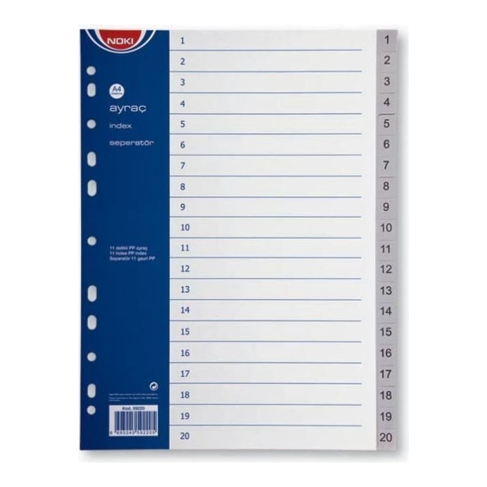 Separatoare Index Plastic 1-20 Noki