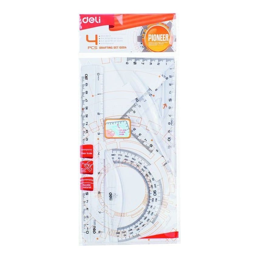 Set Geometrie 4 Piese Transp. EG00412 Deli