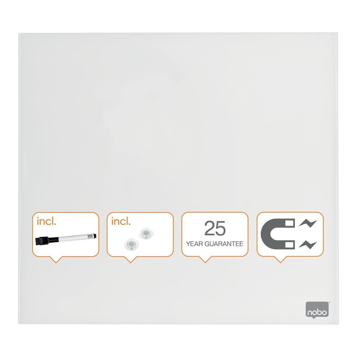 Whiteboard Magnetic Sticla 30*30 Cm+accesorii Diamond Nobo