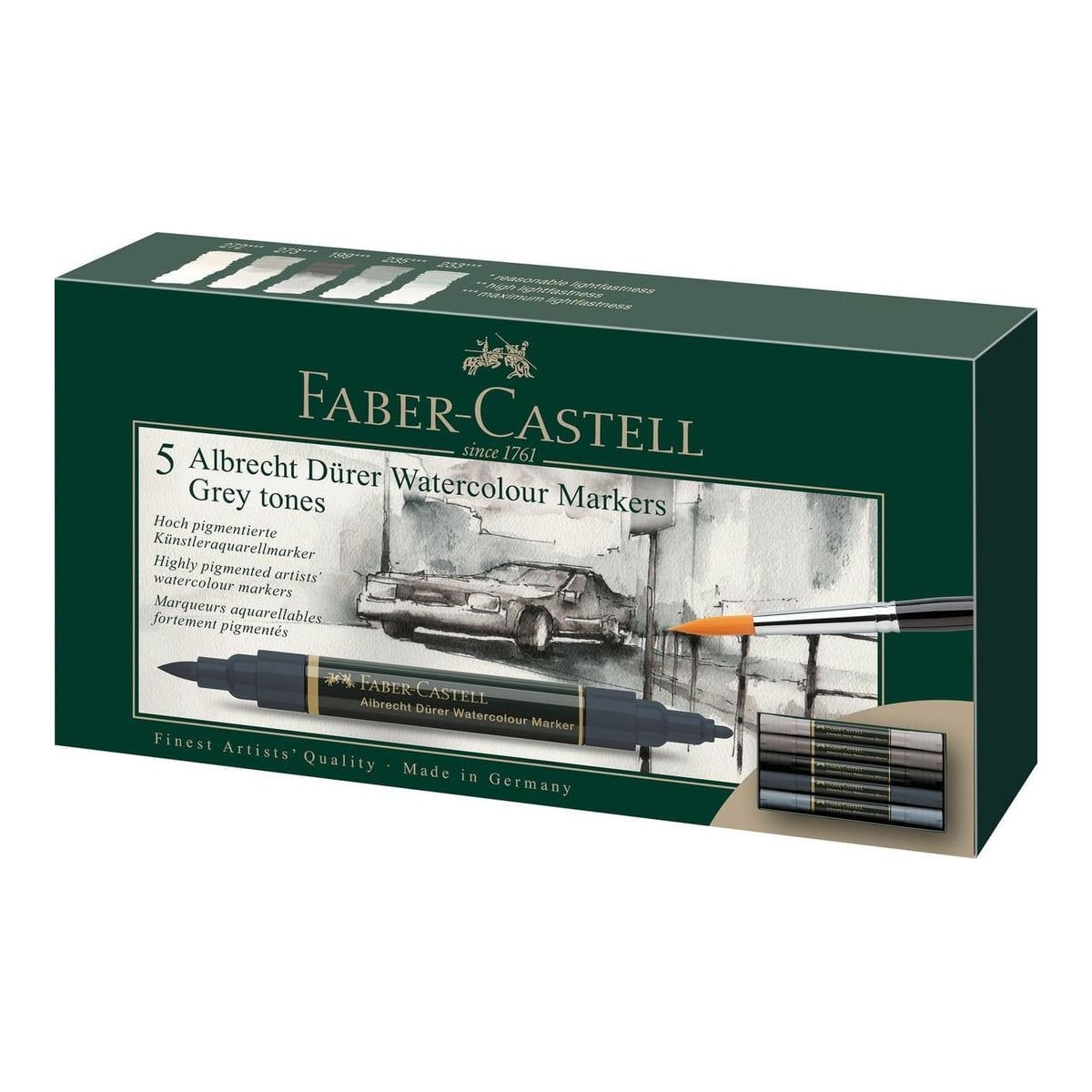 Set 5 Markere Solubile Tonuri De Gri A.durer Faber-castell