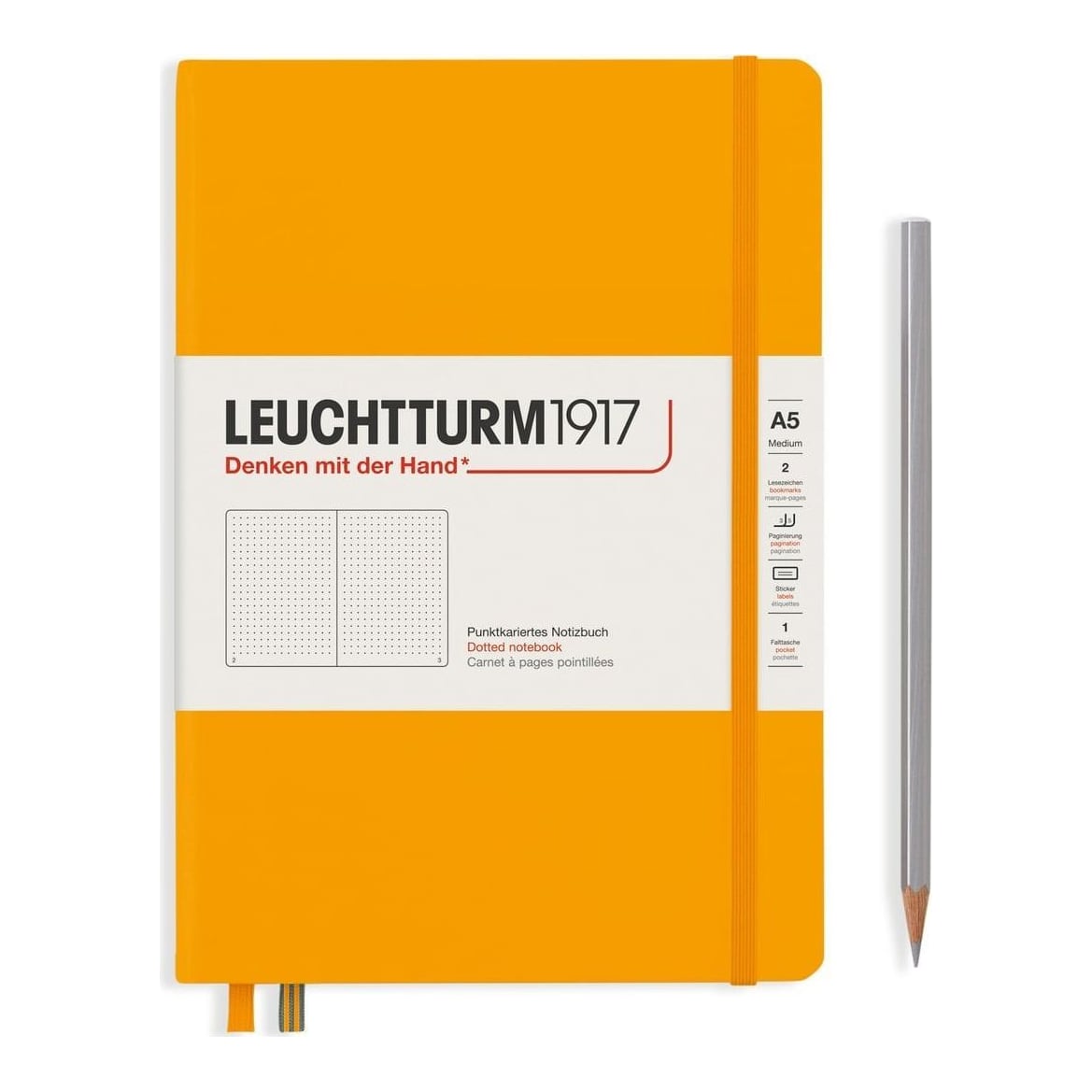 Caiet A5 Punctat Coperta Rigida Galben Mustar Leuchtturm