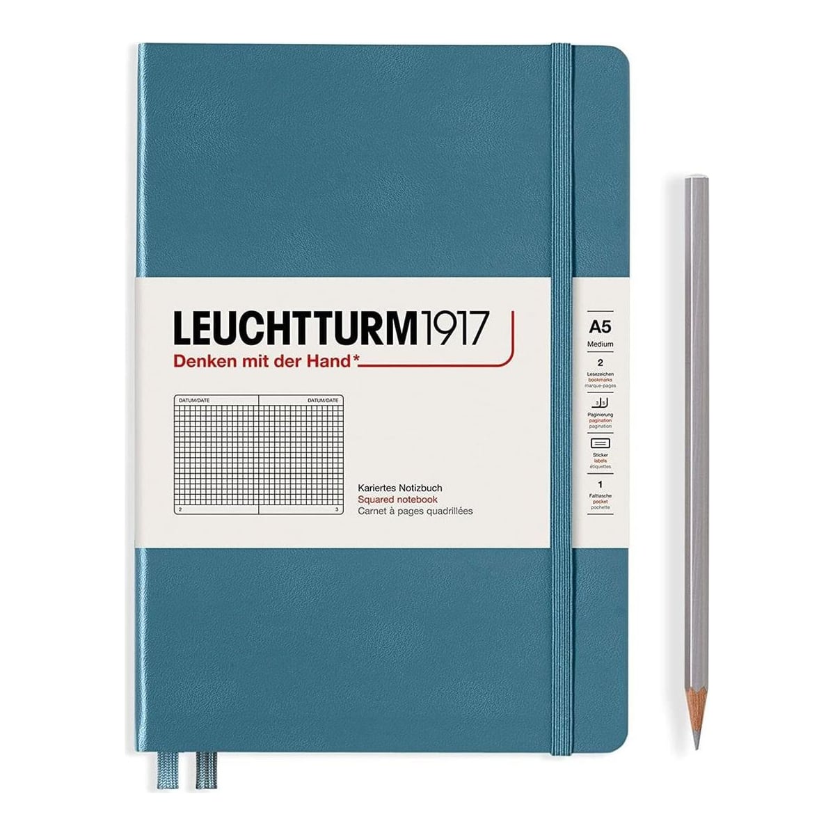 Caiet A5 Aritmetica Coperta Rigida Albastru Piatra Leuchtturm