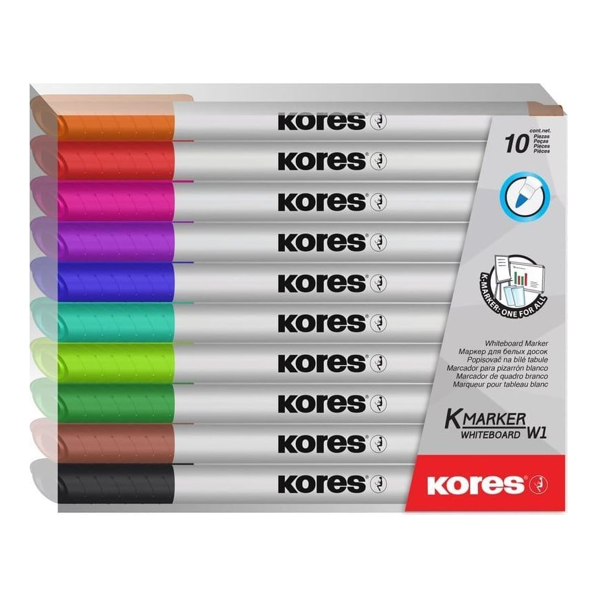 Marker Whiteboard Set 10 Slim Kores