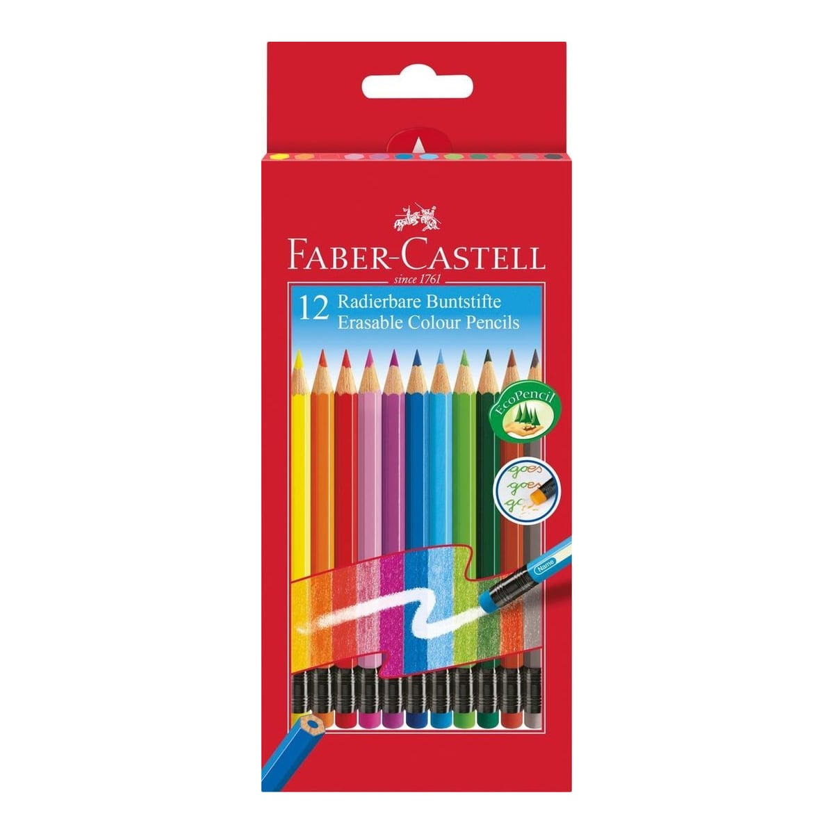 Creioane Colorate 12 Culori Cu Guma Eco Faber-castell