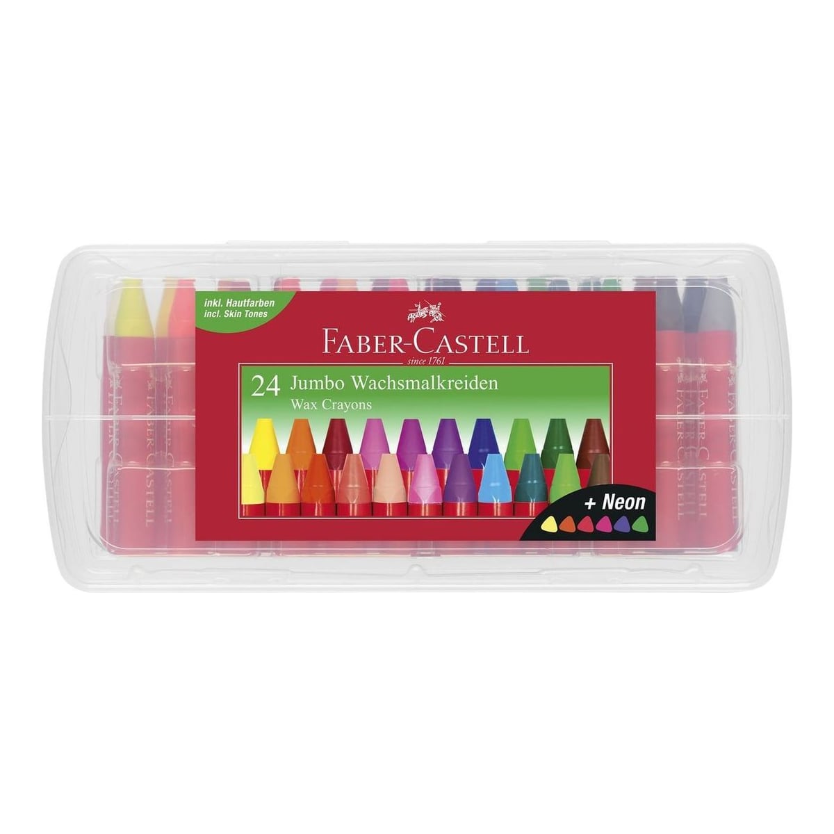 Creioane Cerate 24 Culori Jumbo Cutie Plastic Faber-castell