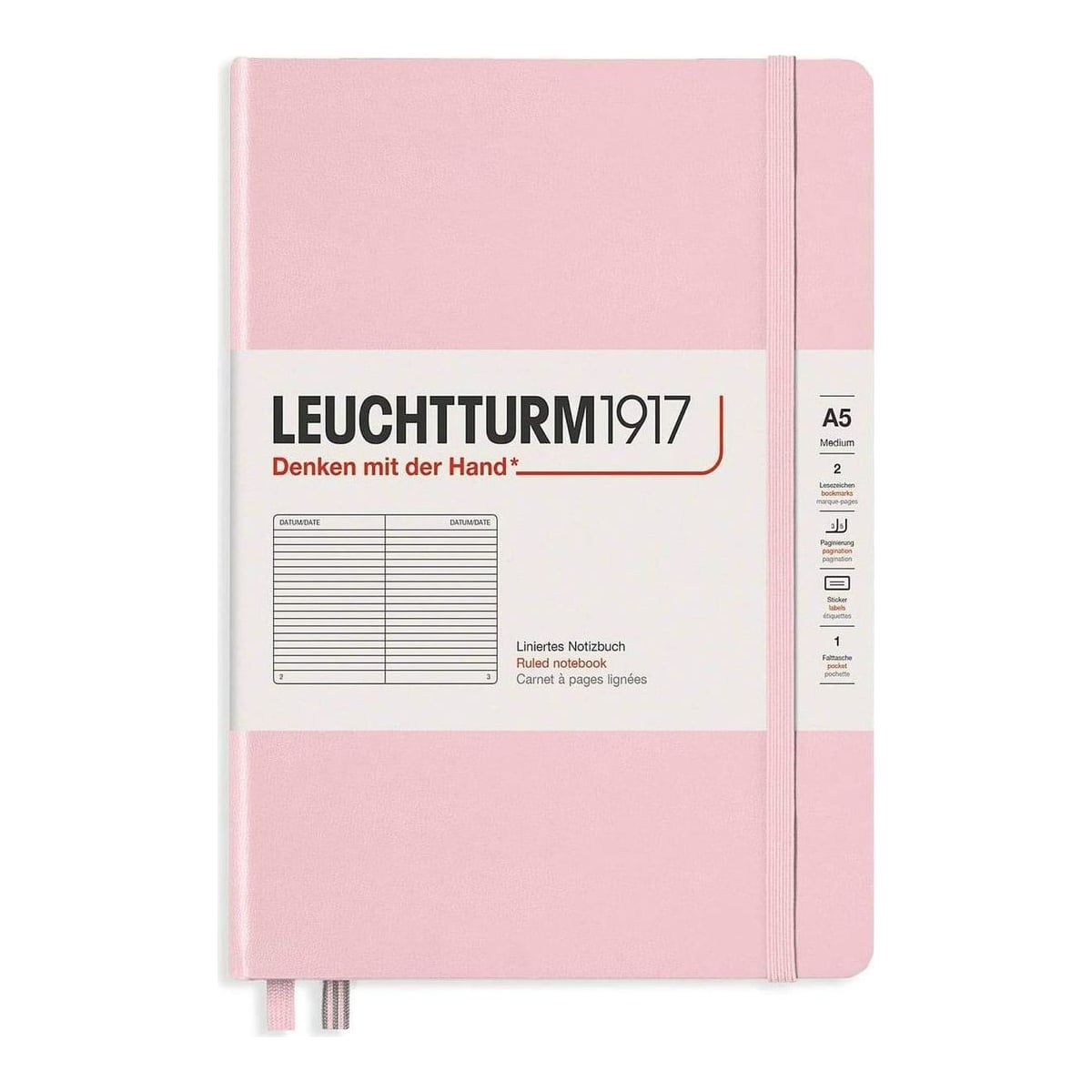 Caiet A5 Dictando Coperta Rigida Roz Pastel Leuchtturm