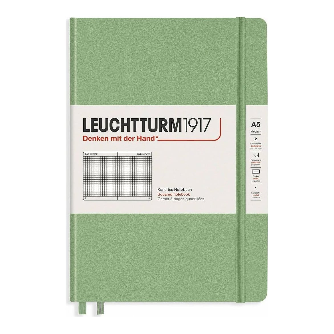 Caiet A5 Aritmetica Coperta Rigida Vernil Pastel Leuchtturm