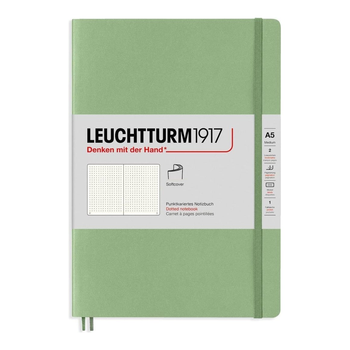 Caiet A5 Punctat Coperta Flexibila Vernil Pastel Leuchtturm