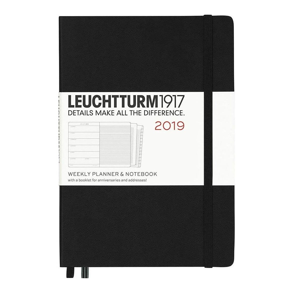 Agenda Saptamanala+caiet A5 2019 Negru Leuchtturm