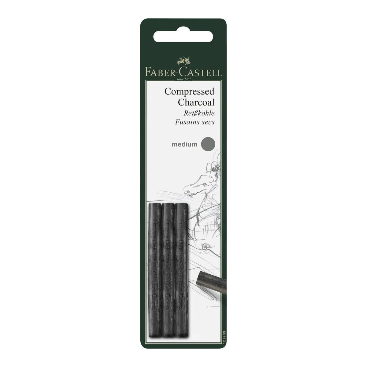 Faber-Castell Blister 3 Buc Carbune Presat Pitt Monochrome Medium Faber-castel