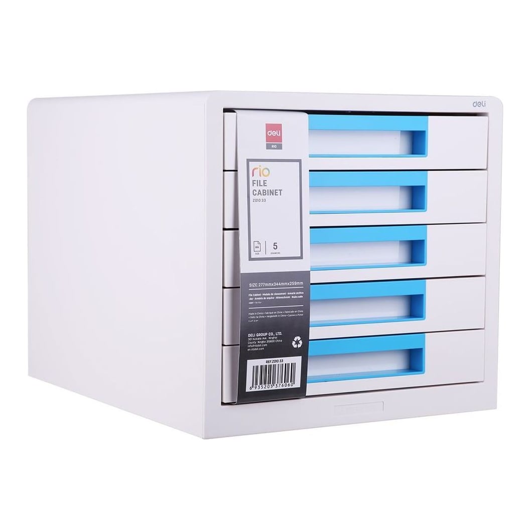 Cabinet 5 Sertare Alb/Bleu Deli